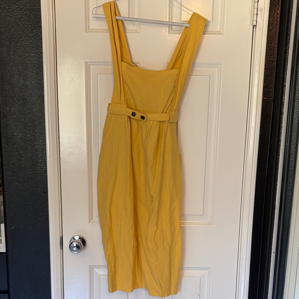 Cute Tulle Yellow Backless Dress mod Anthro sleeveless belt casual
